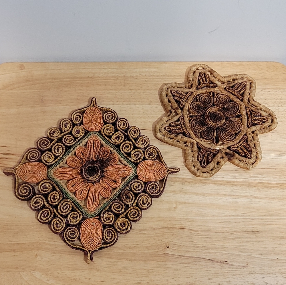 Decorative Trivet Lot Of 2 Boho Bohemian Eclectic Unique Artistic Wall  Decor